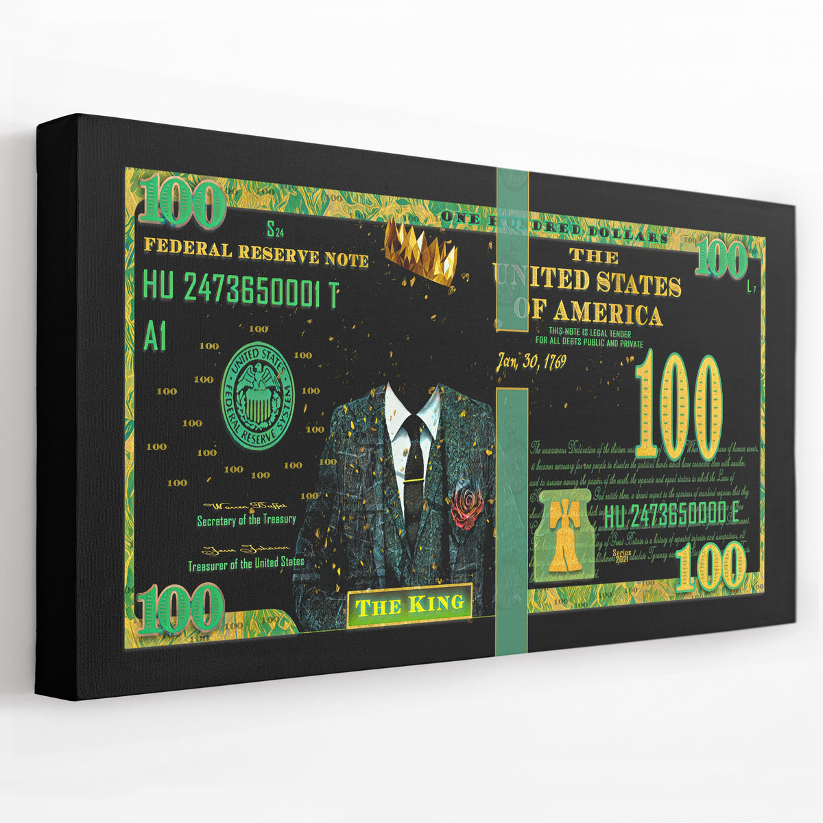 Cash is King - 100 Dollar Bill - Thedopeart Canvas