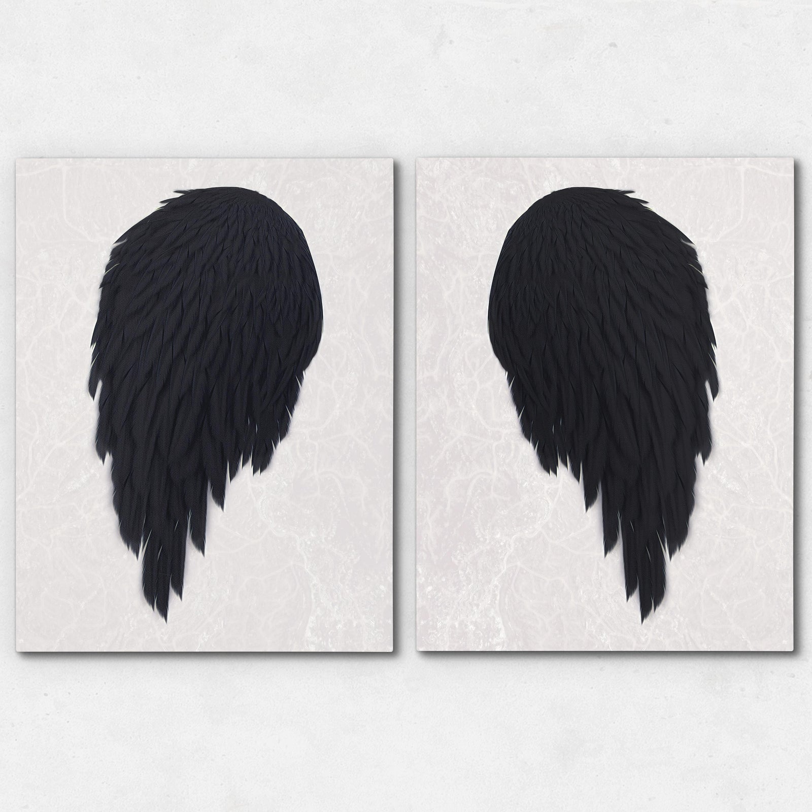 Black Angel Wings 2 Piece Set - Thedopeart Canvas