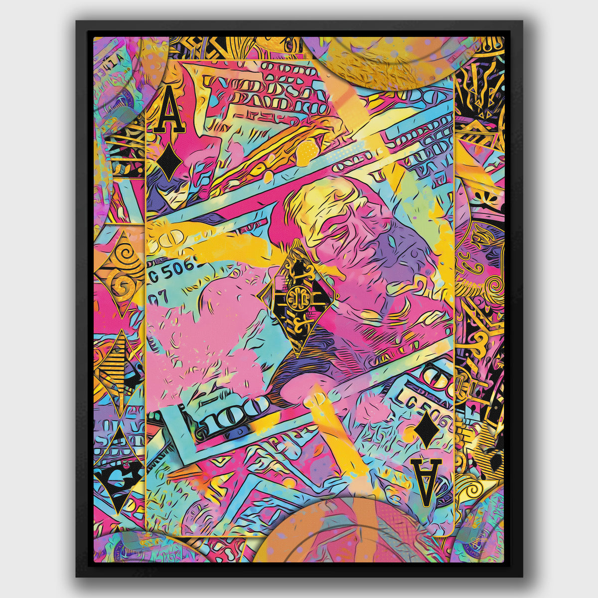 Pink Money Poker Ace - Thedopeart Canvas