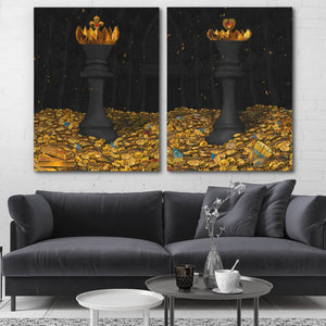 Bitcoin Chess King and Queen Black - Thedopeart Canvas