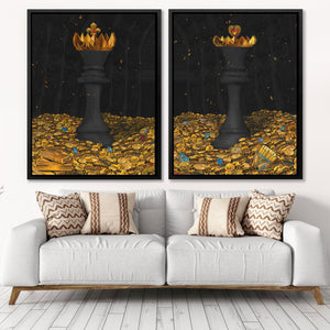 Bitcoin Chess King and Queen Black - Thedopeart Canvas