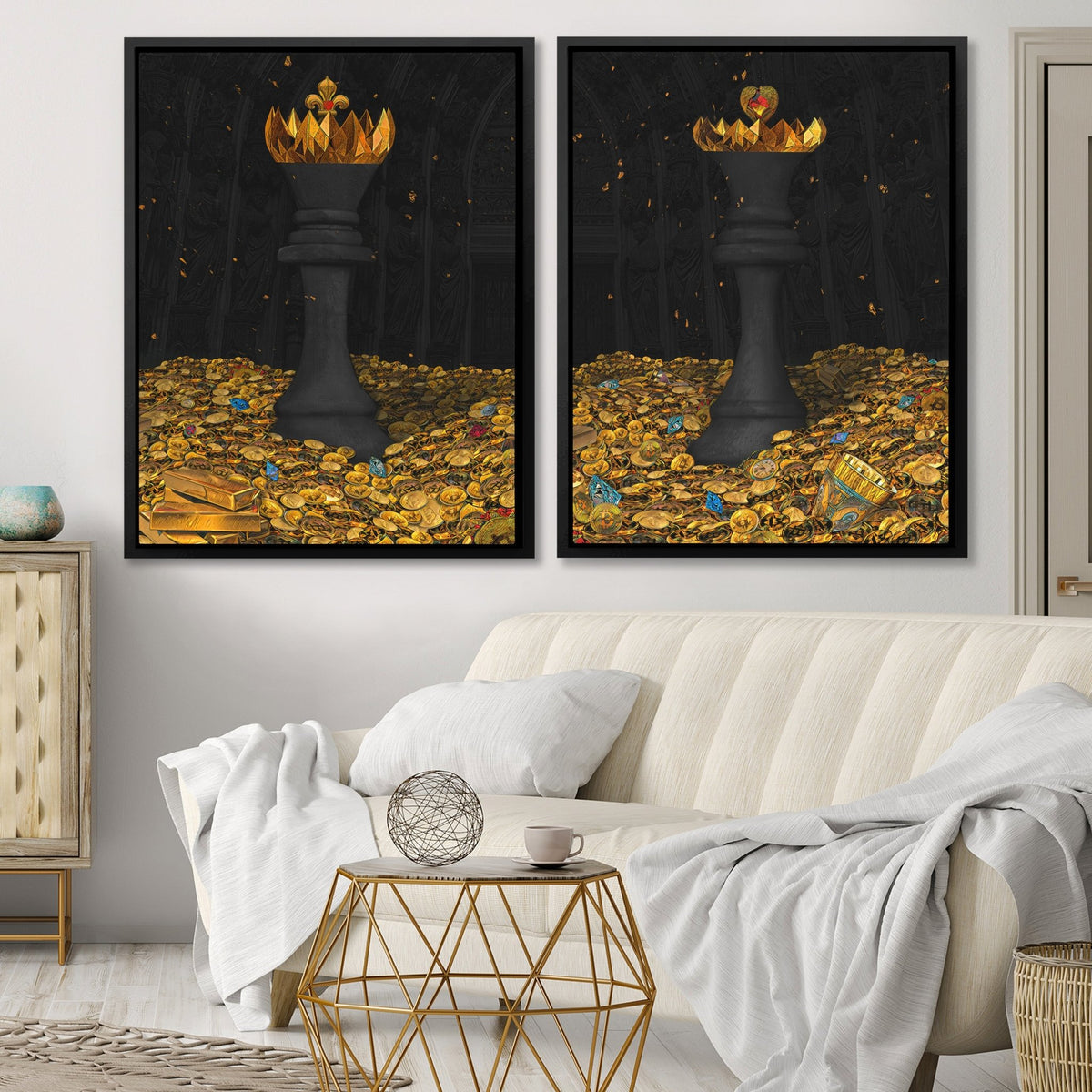 Bitcoin Chess King and Queen Black - Thedopeart Canvas
