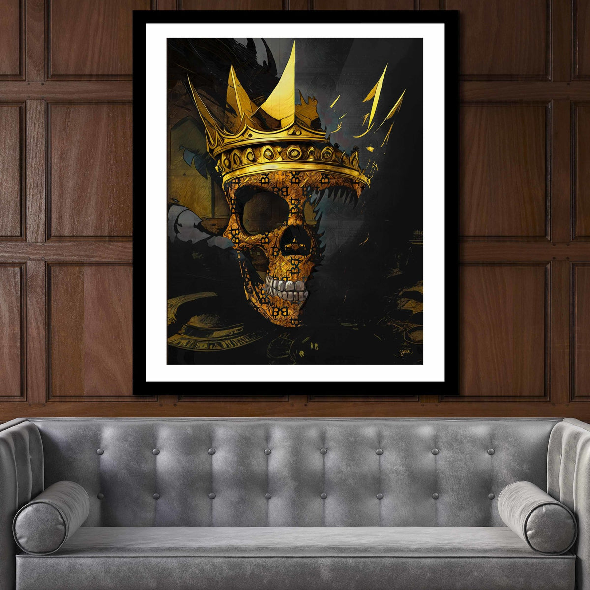 Bitcoin Skull King Art Print - Skeleton Crypto Skull Art - Thedopeart