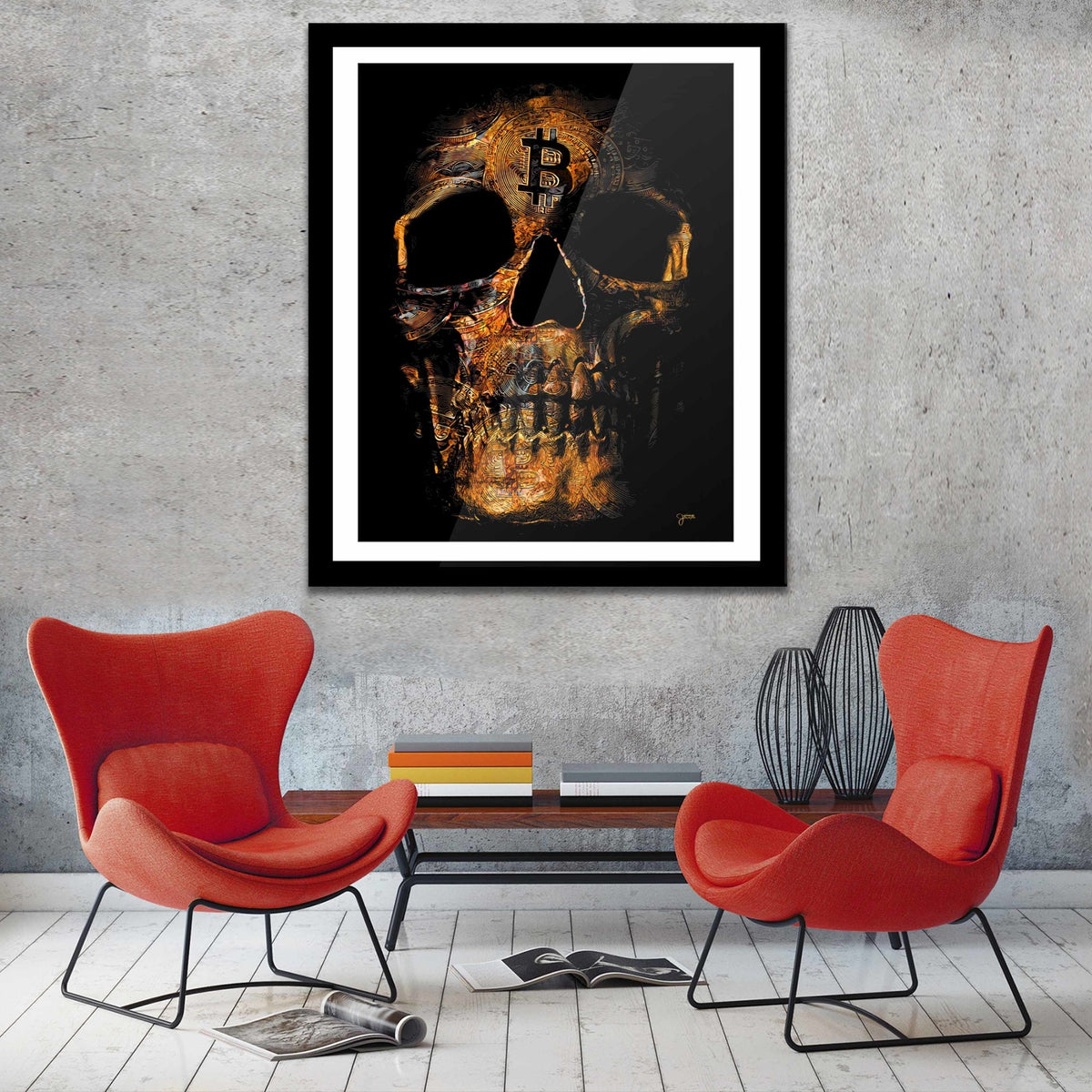 Bitcoin Skull Semi-gloss Print - Thedopeart Prints