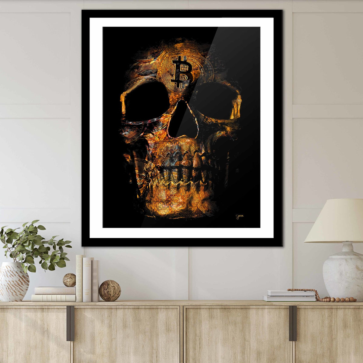 Bitcoin Skull Fine Art Print - Gothic Skull Art for Men - Thedopeart