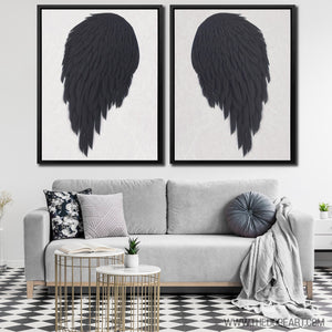 Black Angel Wings 2 Piece Set - Thedopeart Canvas