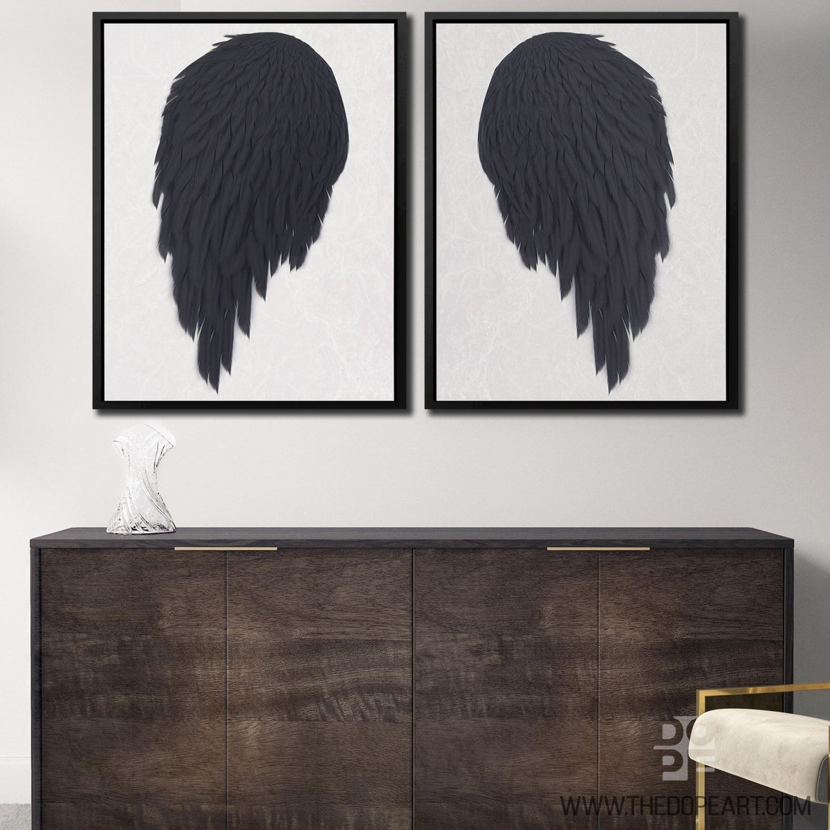 Black Angel Wings 2 Piece Set - Thedopeart Canvas