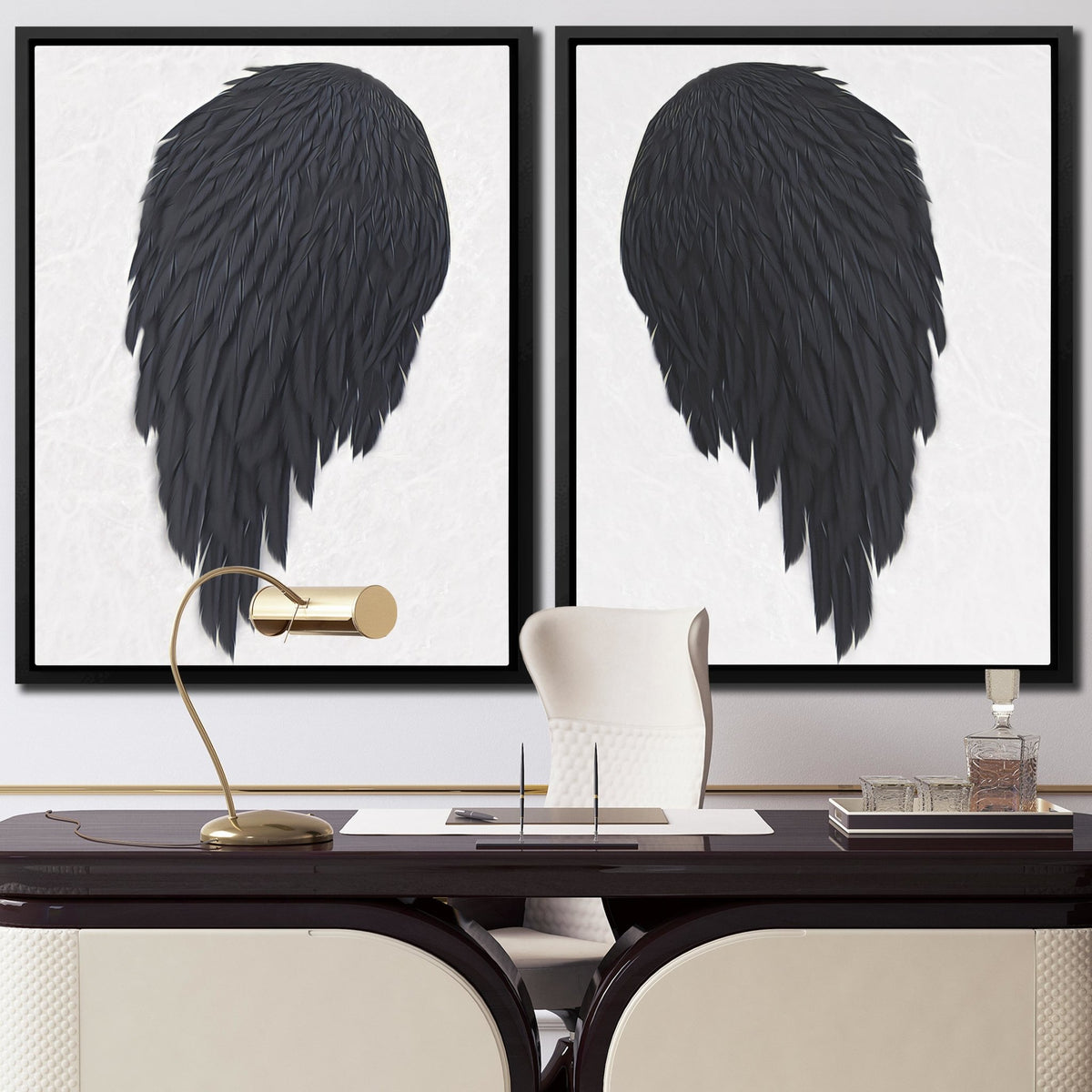 Black Angel Wings 2 Piece Set - Thedopeart Canvas