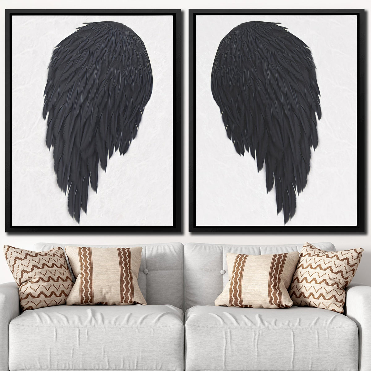 Black Angel Wings 2 Piece Set - Thedopeart Canvas