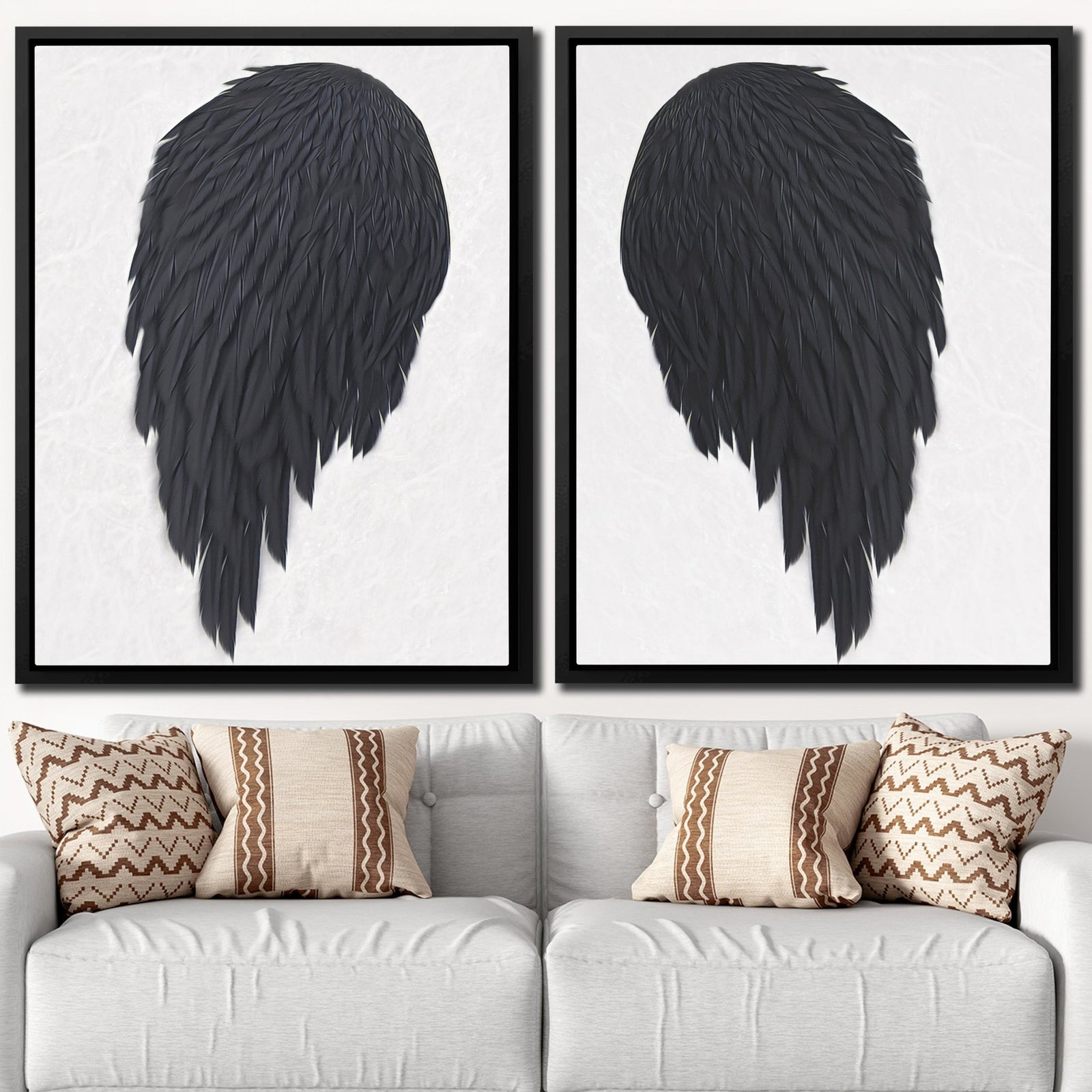 Black Angel Wings 2 Piece Set - Thedopeart Canvas