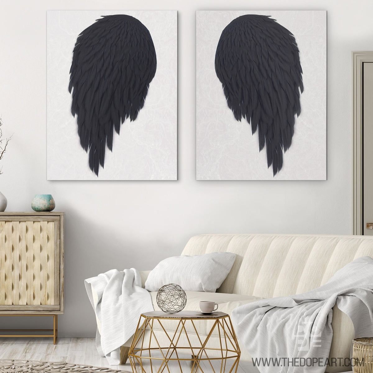 Black Angel Wings 2 Piece Set - Thedopeart Canvas
