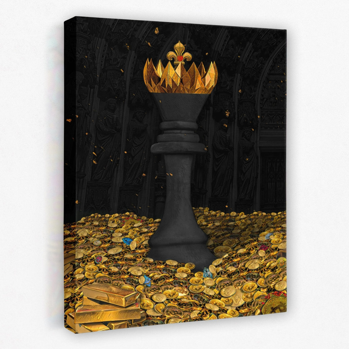 Black Bitcoin Chess King - Thedopeart Canvas