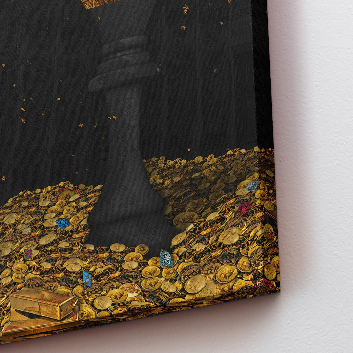 Black Bitcoin Chess King - Thedopeart Canvas