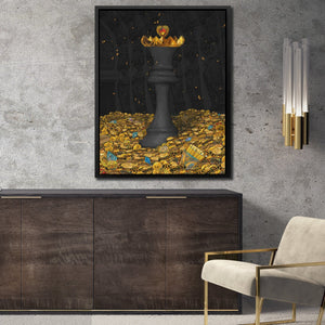 Black Bitcoin Chess King - Thedopeart Canvas