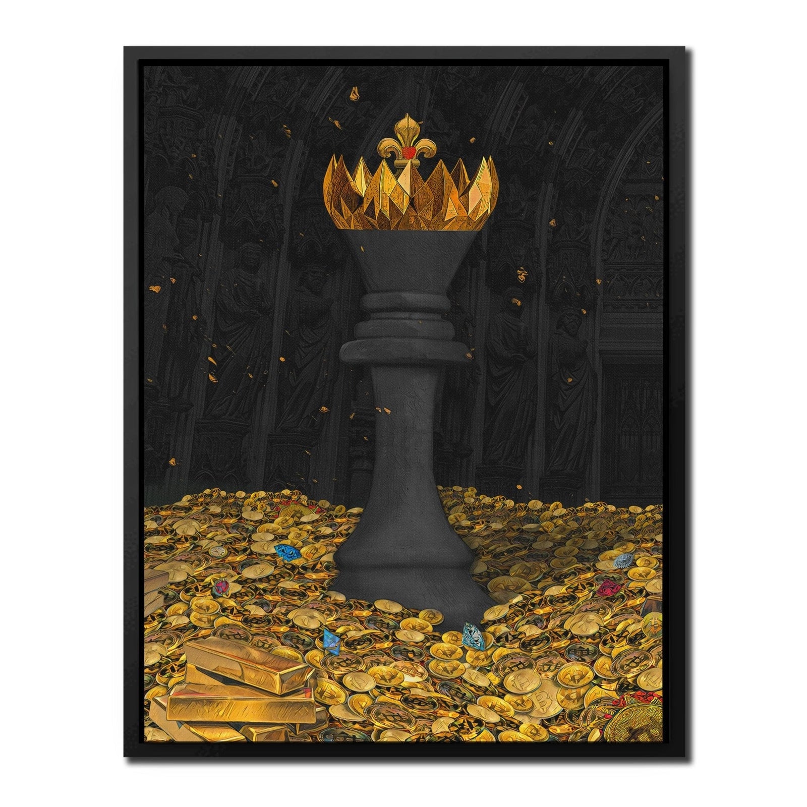 Black Bitcoin Chess King - Thedopeart Canvas