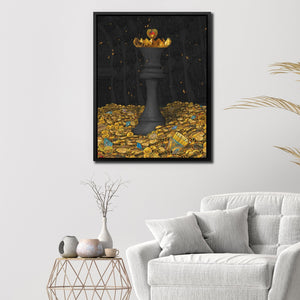 Black Bitcoin Chess Queen - Thedopeart Canvas