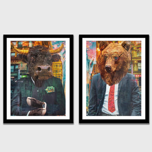 Bull & Bull Stock Market Semi-Gloss Prints - Thedopeart Prints
