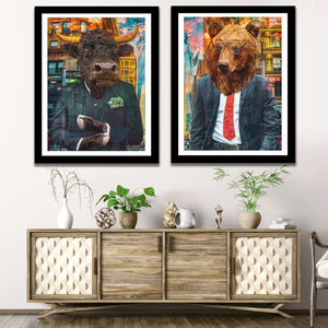 Bull & Bull Stock Market Semi-Gloss Prints - Thedopeart Prints