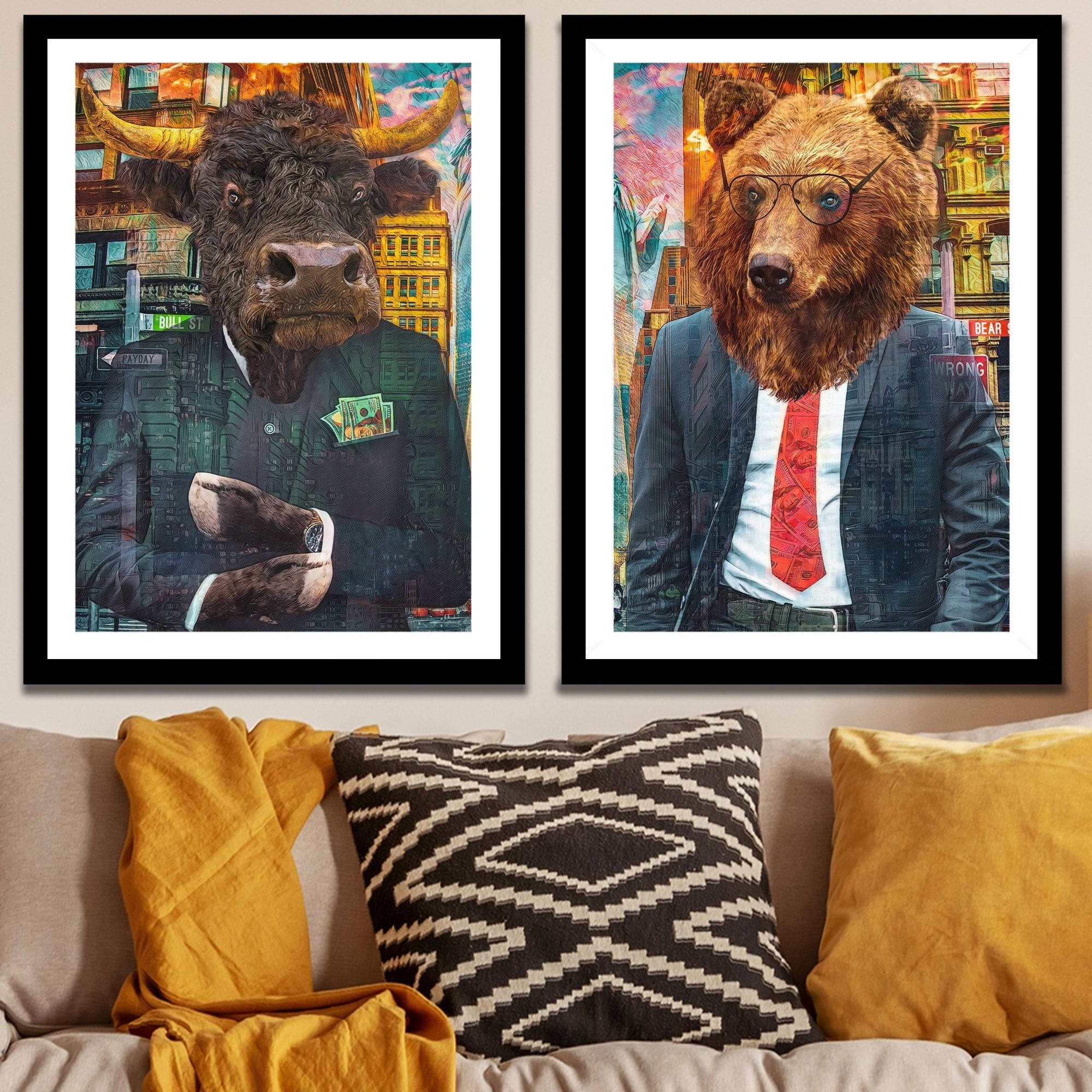 Bull & Bull Stock Market Semi-Gloss Prints - Thedopeart Prints