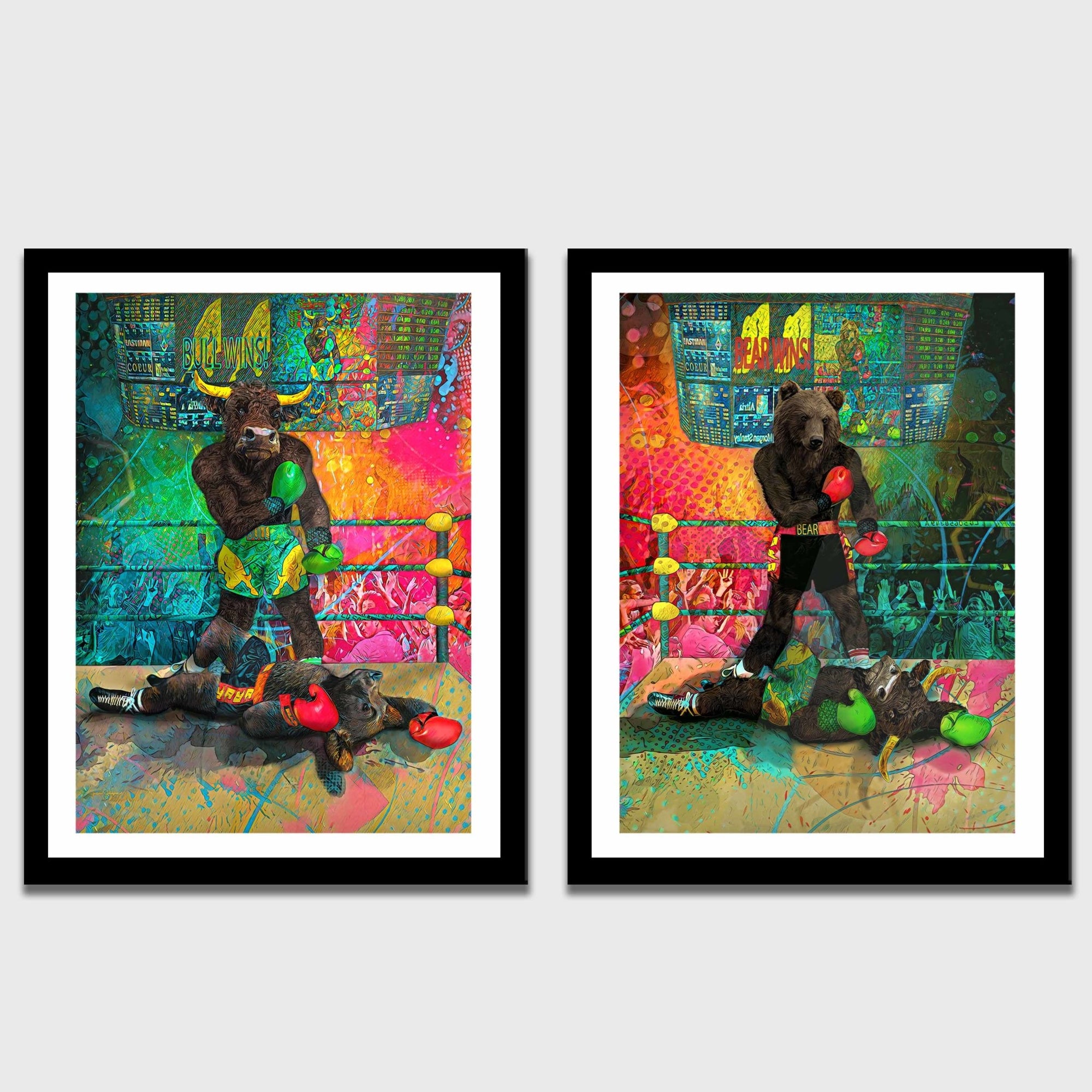 Bull vs Bear Boxers Semi-Gloss Prints - Thedopeart Prints