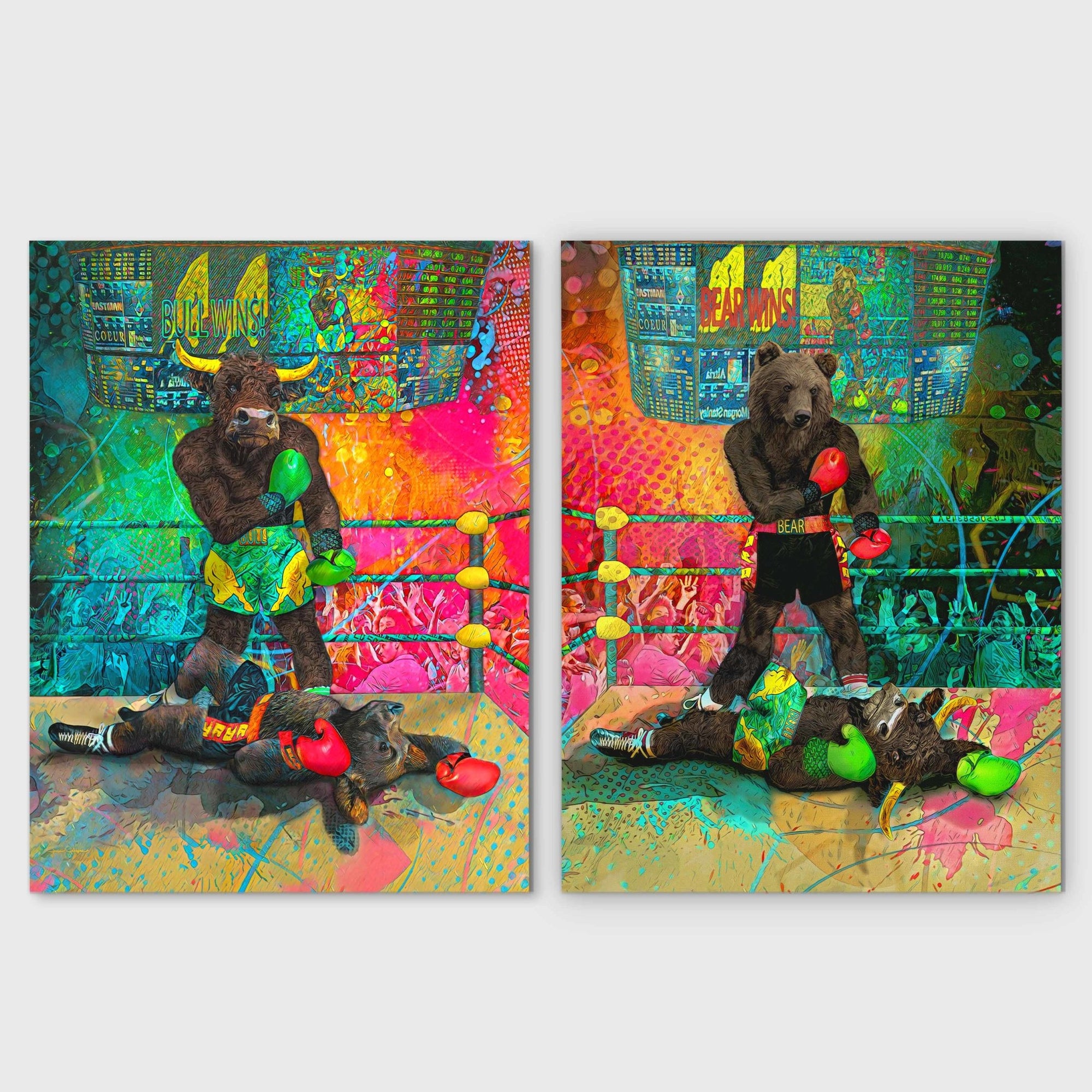 Bull vs Bear Boxers Stock Trader Set - Thedopeart Canvas