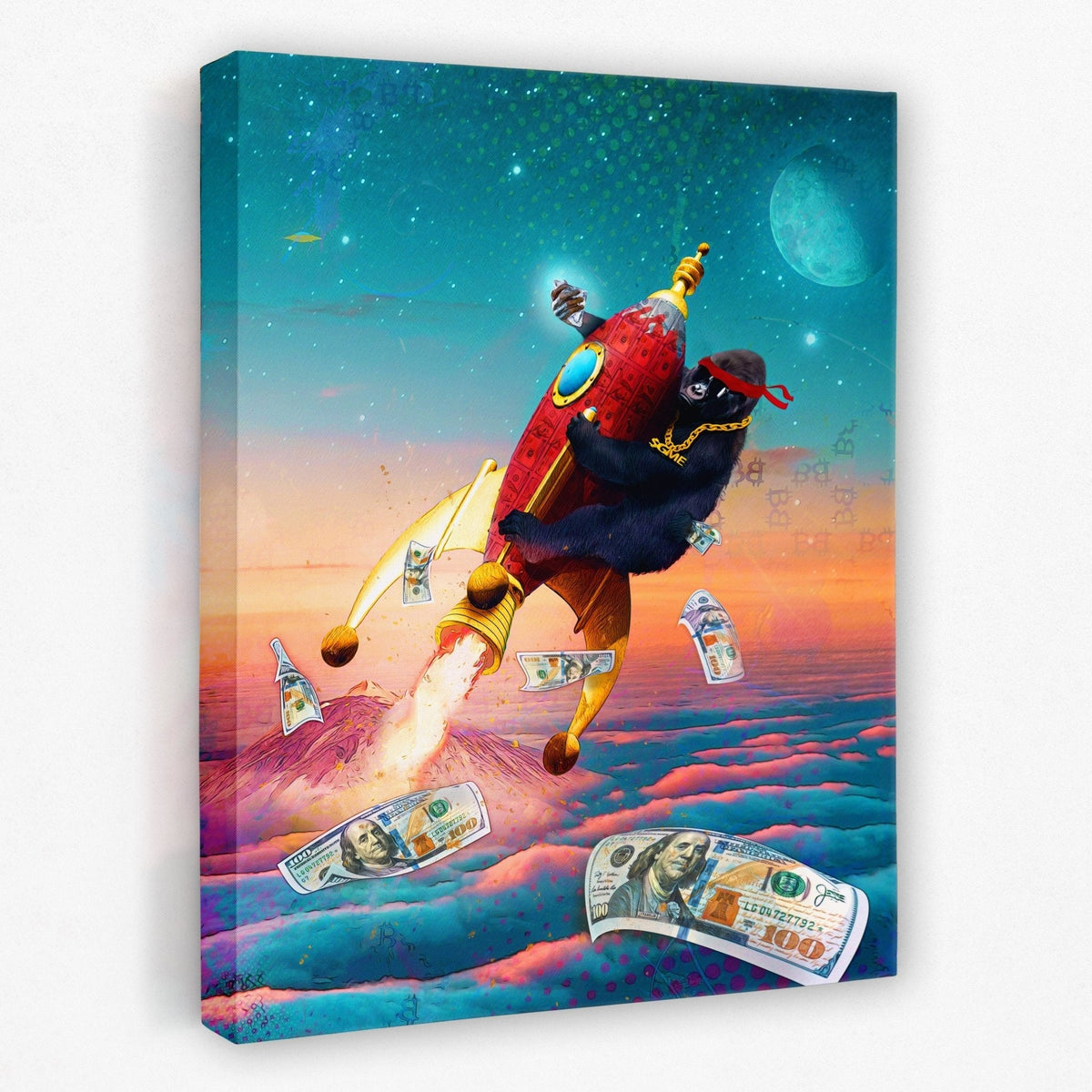 Diamond Hands To the Moon [$GME Chain] - Thedopeart Canvas