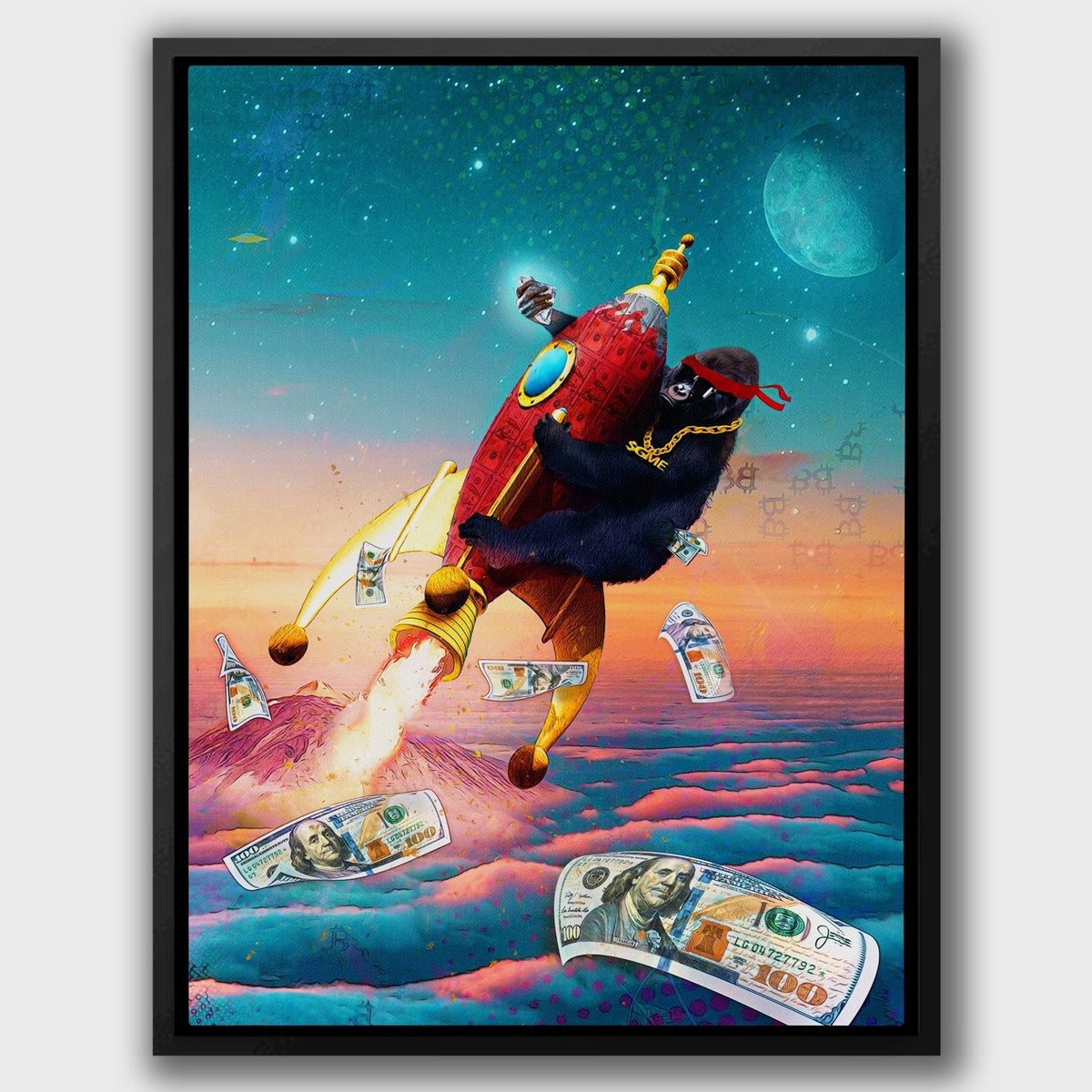 Diamond Hands To the Moon [$GME Chain] - Thedopeart Canvas