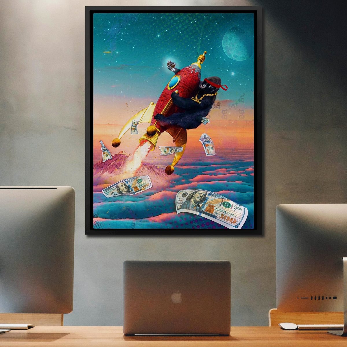 Diamond Hands To the Moon [$GME Chain] - Thedopeart Canvas