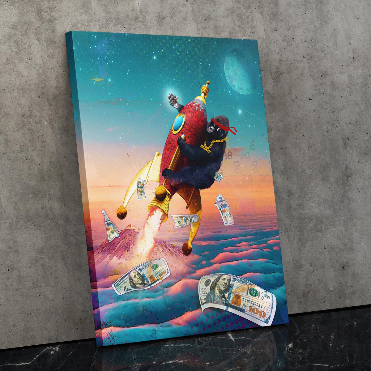 Diamond Hands To the Moon [$GME Chain] - Thedopeart Canvas