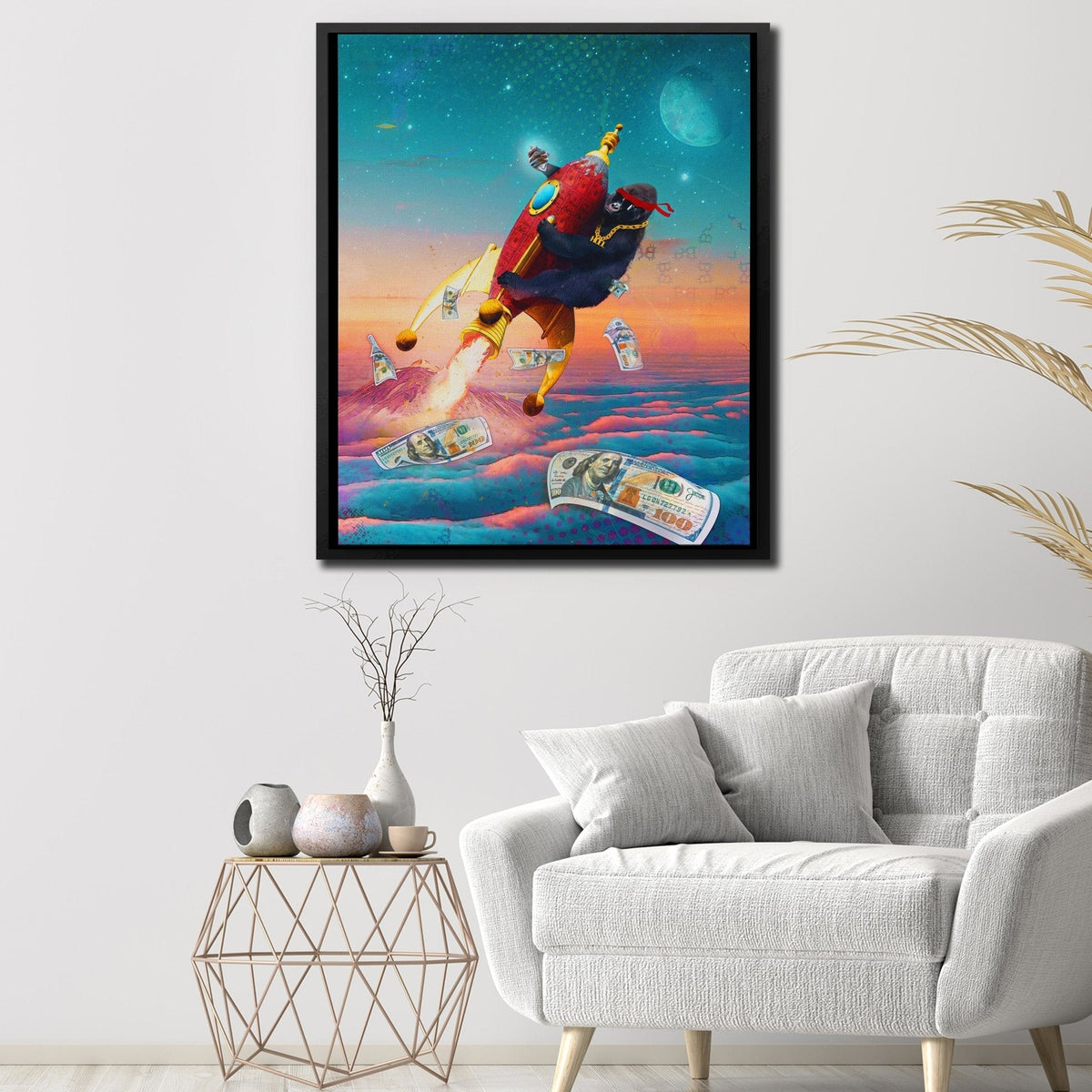 Diamond Hands To the Moon [HODL Chain] - Thedopeart Canvas