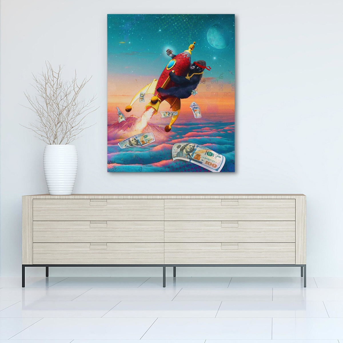 Diamond Hands To the Moon [HODL Chain] - Thedopeart Canvas