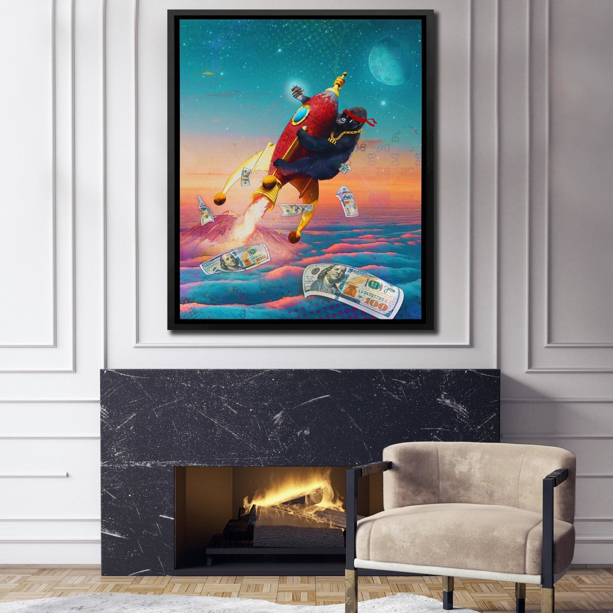 Diamond Hands To the Moon [HODL Chain] - Thedopeart Canvas