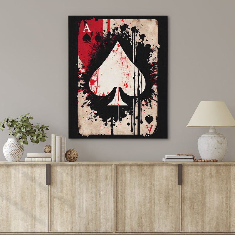 Dripping Ace of Spades Canvas | Poker Card Wall Art