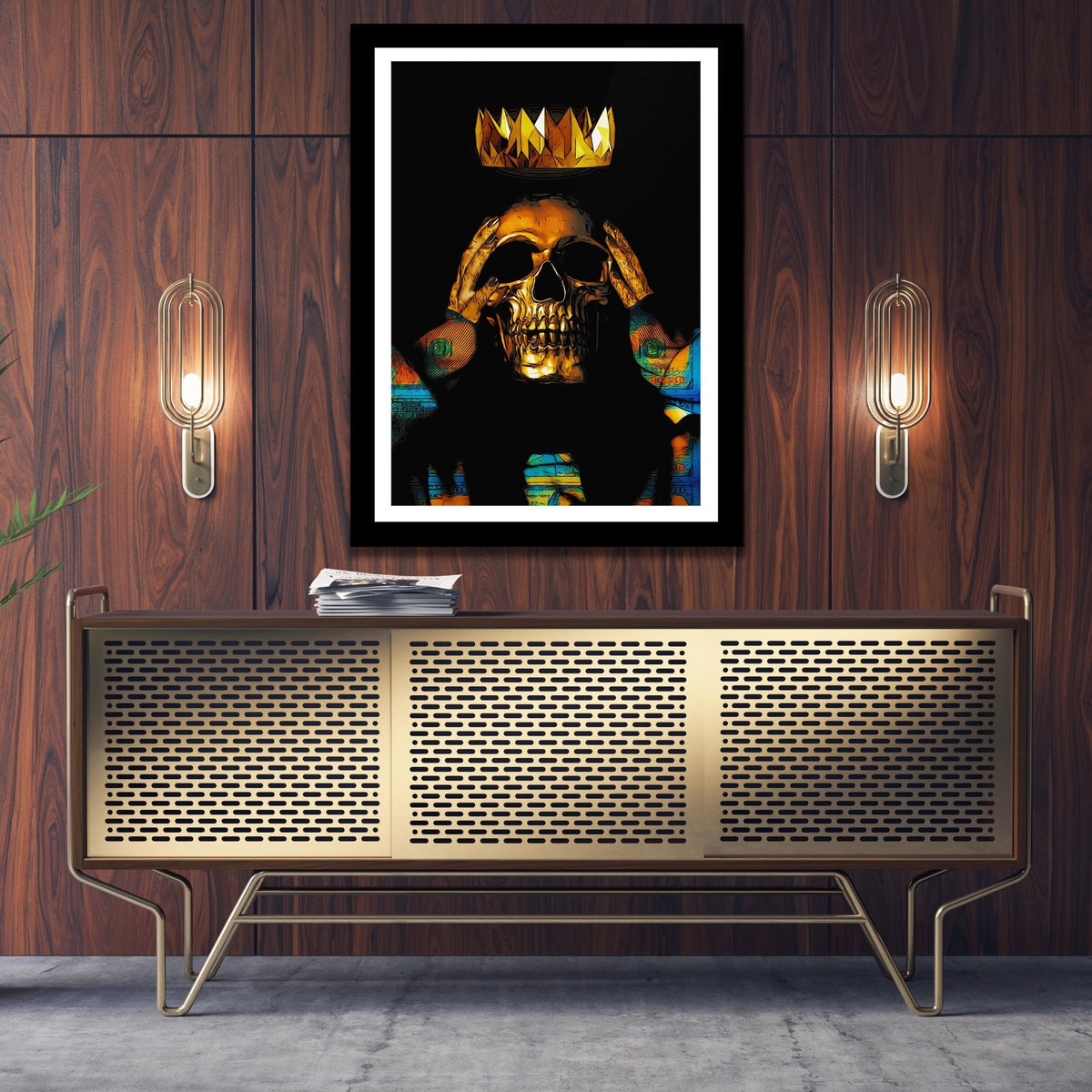 Midas Touch Gold Skull Semi-gloss Print - Thedopeart Prints
