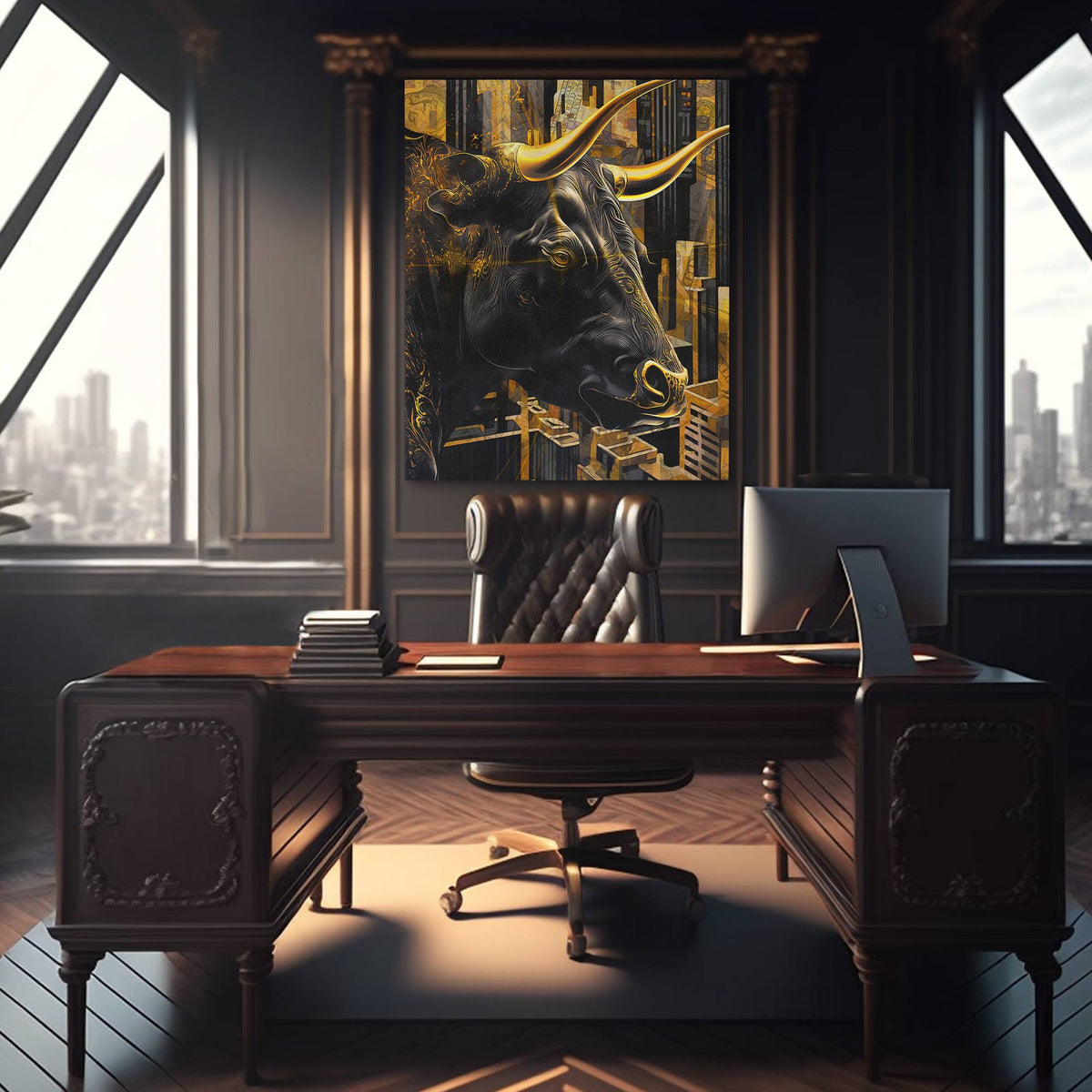 Golden Money Bull - Thedopeart