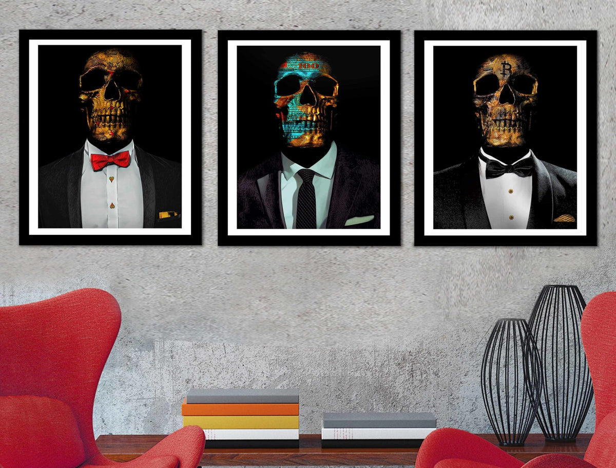 Hustler $kulls 3 Piece Semi-gloss Print Set - Thedopeart Prints