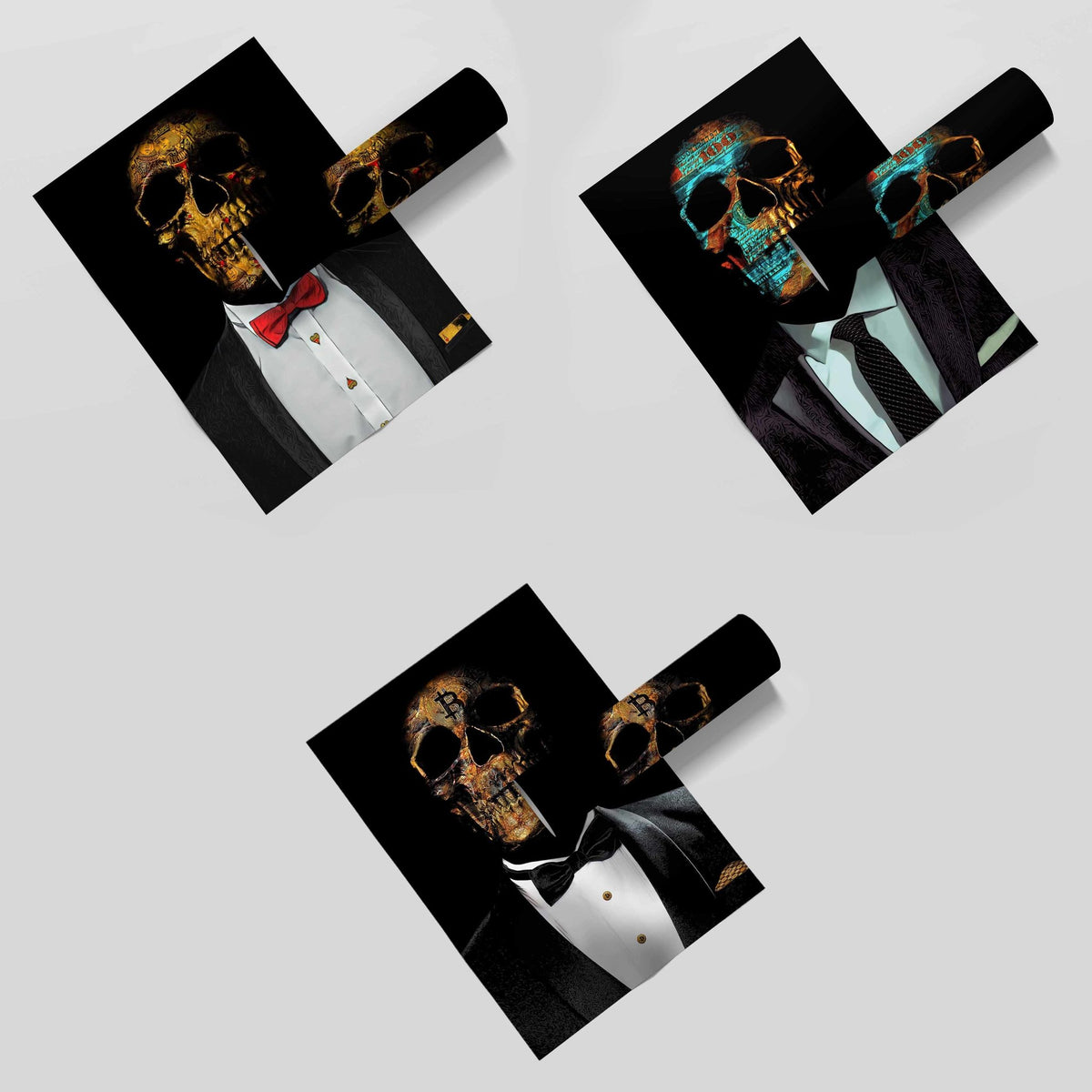 Hustler $kulls 3 Piece Semi-gloss Print Set - Thedopeart Prints