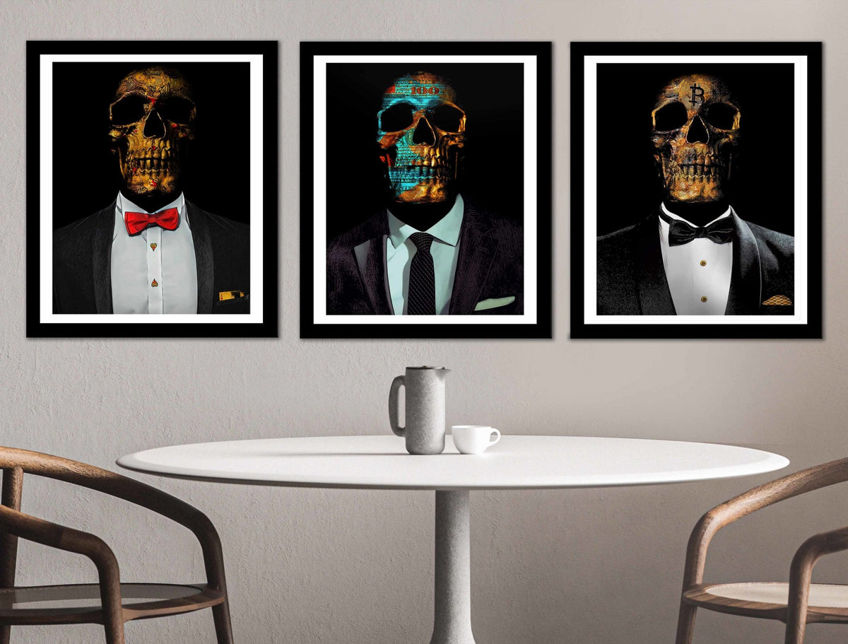 Hustler $kulls 3 Piece Semi-gloss Print Set - Thedopeart Prints