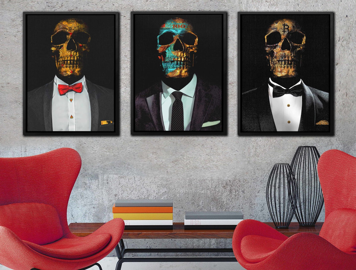 Hustler $kulls 3 Piece Set - Thedopeart Canvas