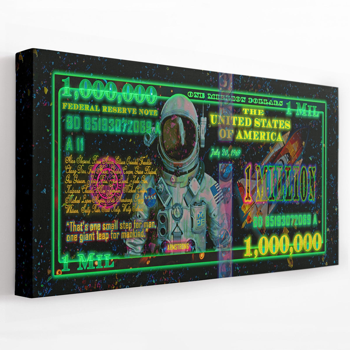 Million Dollar Bill Astronaut - Thedopeart Canvas