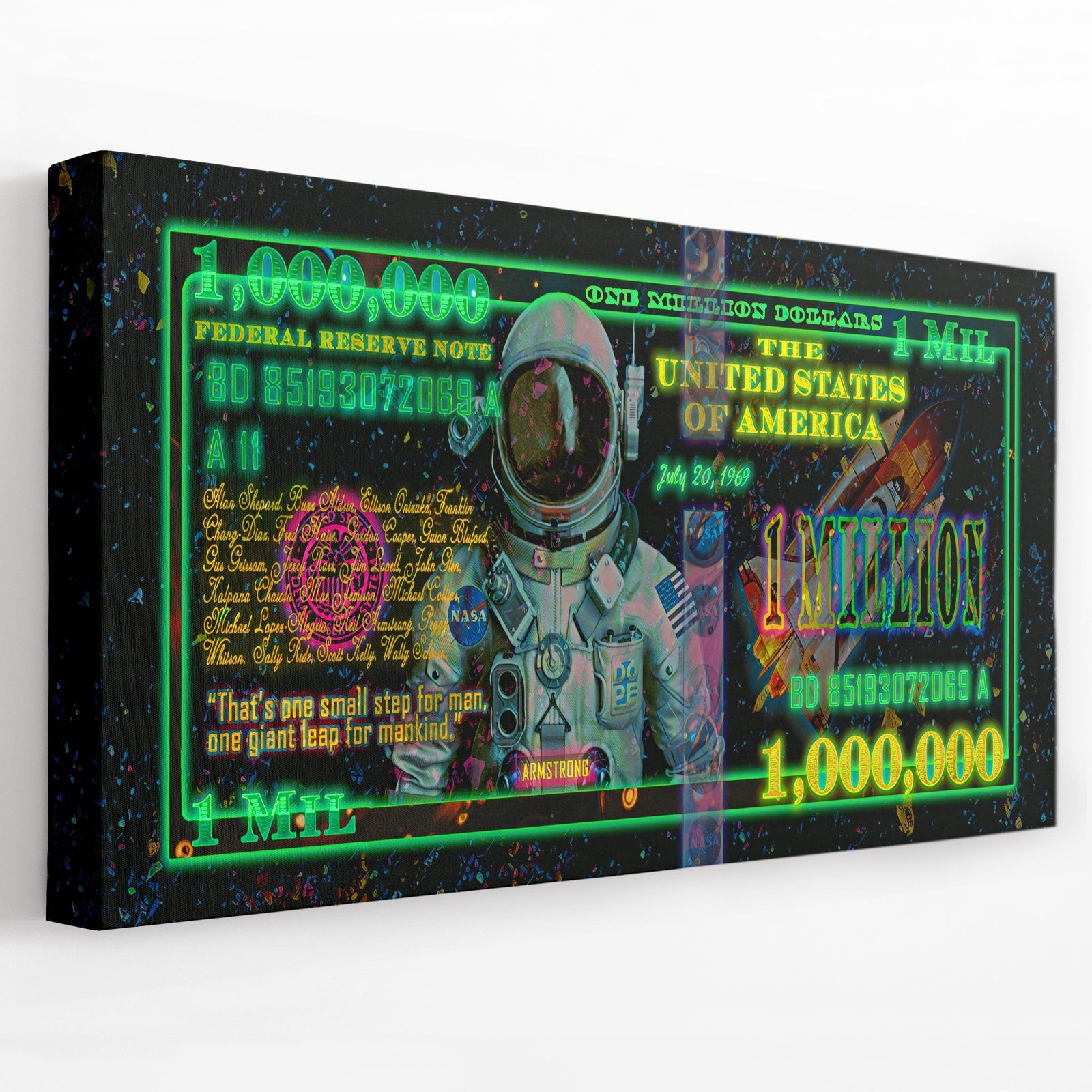 Million Dollar Bill Astronaut - Thedopeart Canvas