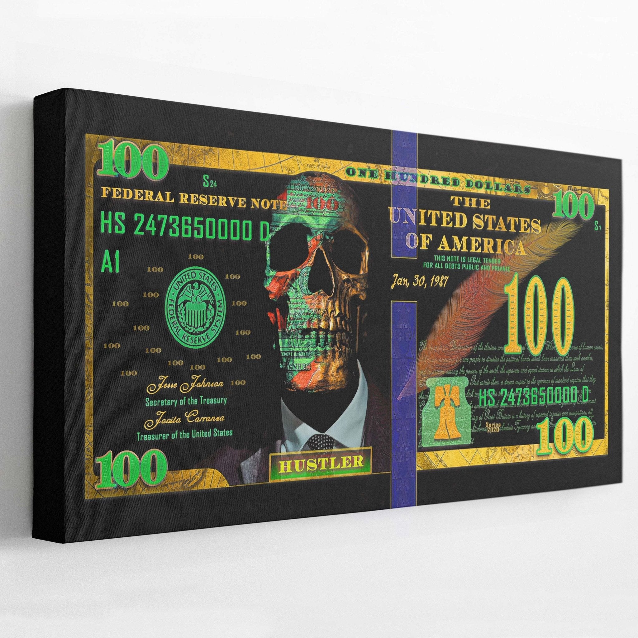 skull on dollar bill