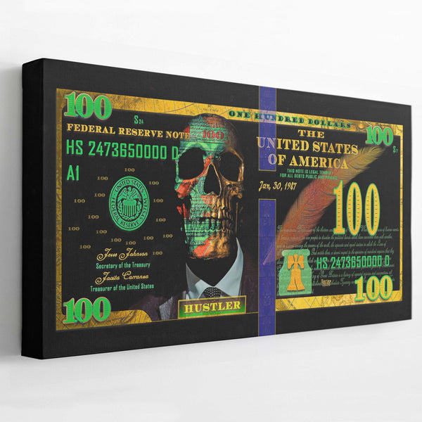 Money Skull - 100 Dollar Bill by Jesse Johnson (2021), Digital art on premium canvas