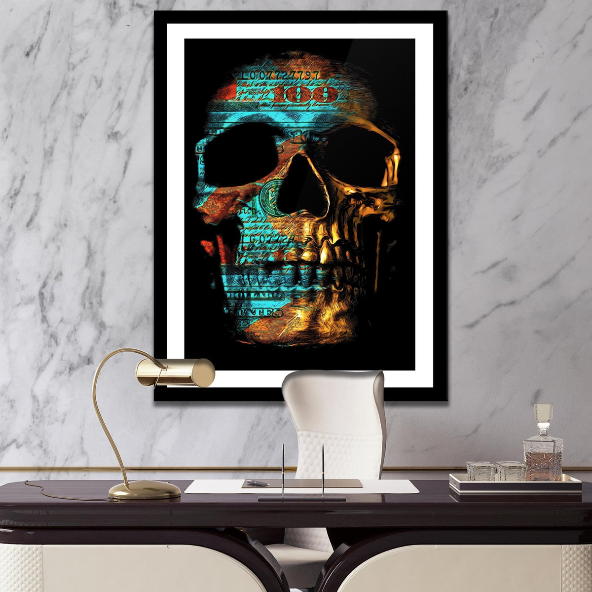 Teal $kull Semi-gloss Print - Thedopeart Prints