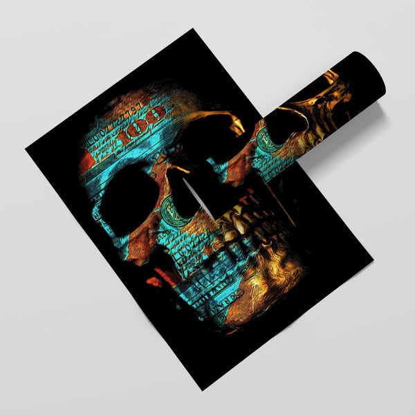Teal $kull Semi-gloss Print - Thedopeart Prints