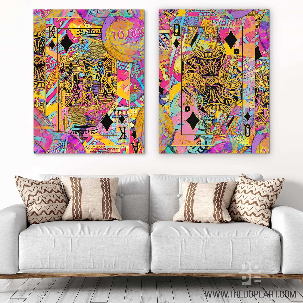 Pink Money King & Queen Set - Thedopeart Canvas