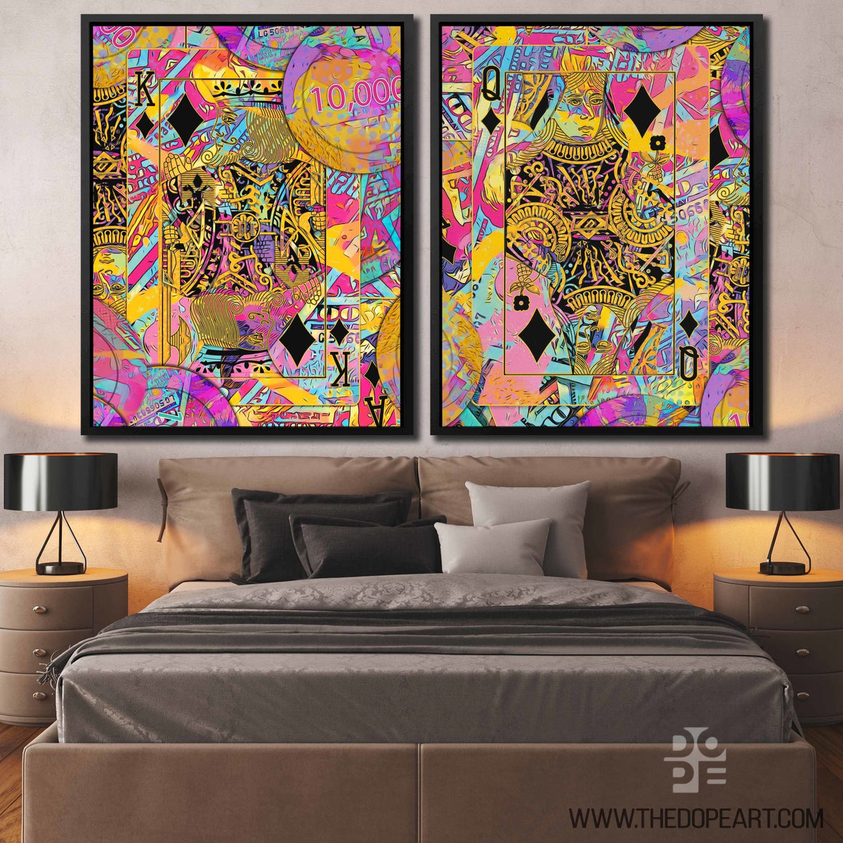 Pink Money King & Queen Set - Thedopeart Canvas