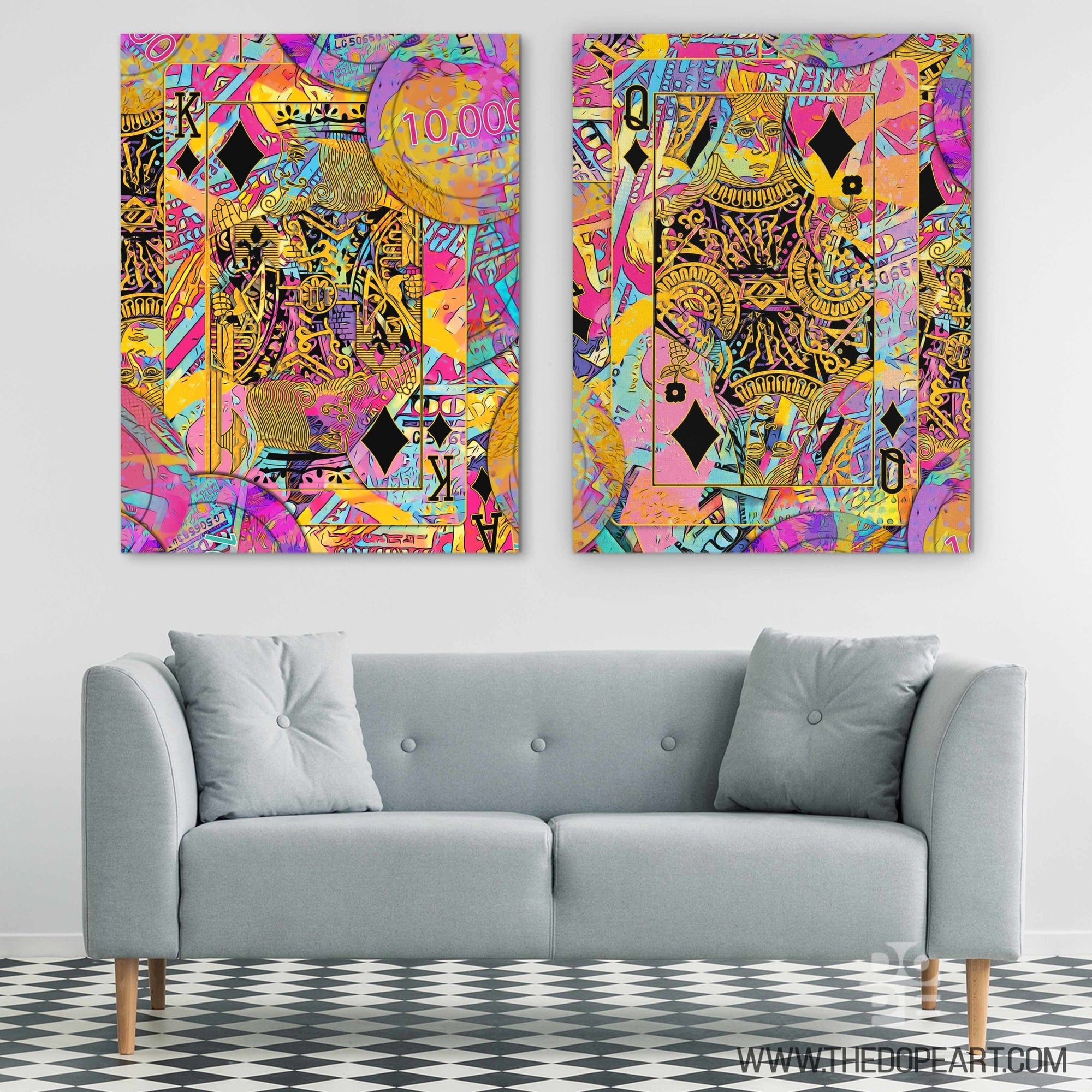 Pink Money King & Queen Set - Thedopeart Canvas