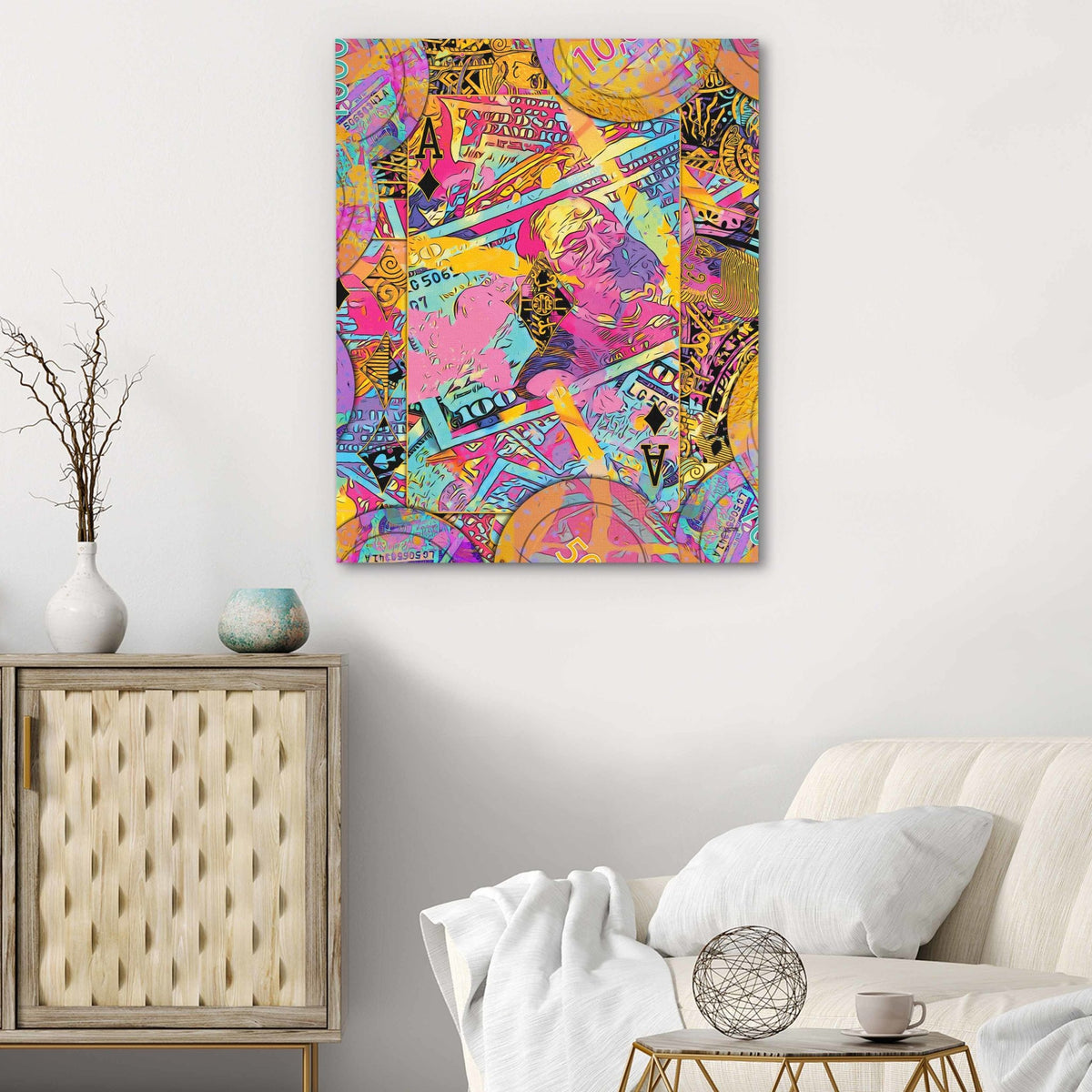 Pink Money Poker Ace - Thedopeart Canvas