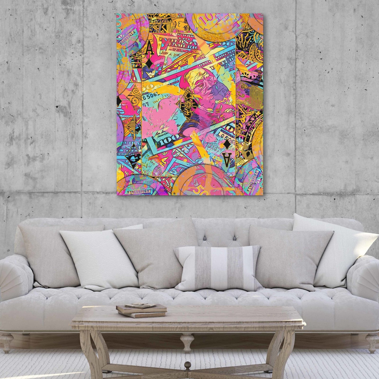 Pink Money Poker Ace - Thedopeart Canvas